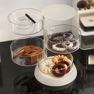Rotating Jewelry Storage <b>Box</b> With Cover Desktop Organizer For Necklaces <b>Earrings</b> Studs And Watches 2 Tier Capacity - Product Image 3