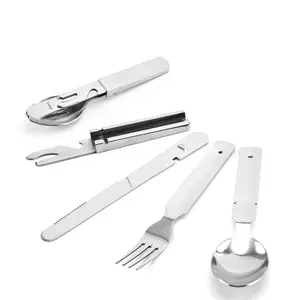 批发餐具餐具服务叉勺刀4合1旅行儿童不锈钢餐具套装