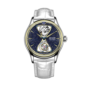 Montres-bracelets mécaniques pour hommes, nouveau <span class=keywords><strong>design</strong></span>, motif ciel étoilé, tourbillon volant, lumineuses et étanches, fabrication OEM/ODM - Product Image 5