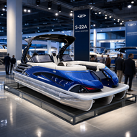 Bateau ponton de luxe en aluminium de 22 pieds, 12 passagers, arche électrique, certifié CE, alimenté par batterie, pour la pêche