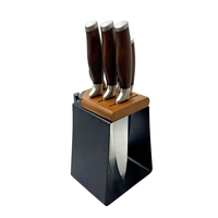 Ensemble de couteaux de cuisine de haute qualité en acier inoxydable, 7 pièces, écologiques, manche en bois, design ambidextre, couteau de chef pour la cuisine