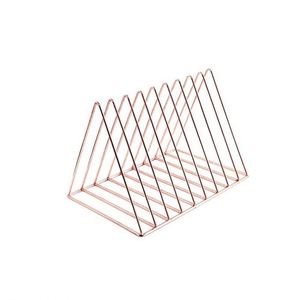 Vente Flash : Porte-revues de bureau en fil de fer métallique or rose, 9 fentes, forme triangulaire, qualité supérieure, vente en gros - Product Image 1
