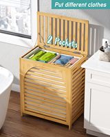 Panier à linge moderne en bambou écologique avec couvercle et poignée, panier de rangement avec doublure amovible
