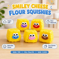 Jouet anti-stress souple en forme de visage souriant en fromage TPR 5,5 cm pour enfants de 5 ans et plus
