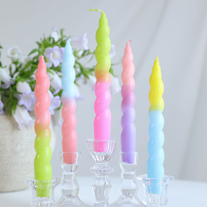 Colorful Spiral <b>Long</b> Taper <b>Candles</b> Smokeless Odor Free Romantic Atmosphere <b>Candles</b> For Wedding Banquet Home Table Decoration - Product Image 3