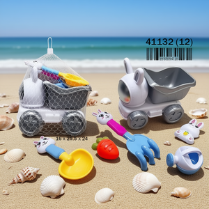 Beach Toys Rabbit Cart With Shovel Rake And Bucket Set 16x25.5x24 Cm For Kids Play Sand Beach Fun - Product Image 3