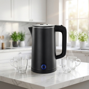 Hervidor Eléctrico Blanco de 1.7L, Diseño Moderno de Doble Capa para Hogar y Hotel, con Logotipo Personalizado, 110v - Product Image 1