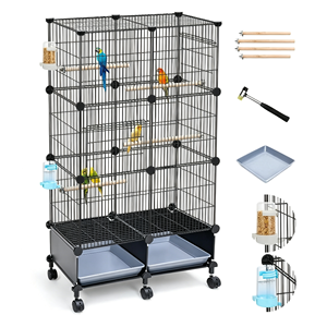 Villa para Loros, Jaula Grande Móvil de Tres Niveles para Loros, Jaula de Metal con Alambre Denso, Casa Nido para Pájaros, Jaula de Múltiples Niveles para Loros - Product Image 3