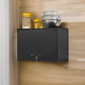 UCHANCE Armoire de rangement murale de garage en métal noir de 21.6 pouces de hauteur Armoire à outils flottante pour classeurs d'entrepôt au sous-sol - Product Image 6