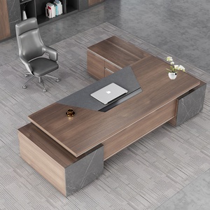 Bureau de direction de luxe haut de gamme en bois MDF, chaise de bureau exécutive en bois massif, mobilier de bureau - Product Image 4