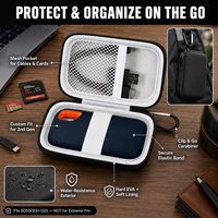 Étui de voyage rigide en EVA pour disque dur, organisateur de rangement antichoc avec poche en filet pour câbles et clé USB, coque noire