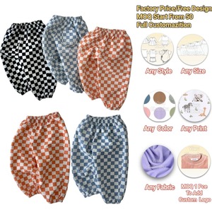 Pantalones a Cuadros para Niños, de Algodón Jersey, Color Personalizado, MOQ Bajo, Fabricante, Ropa de Verano para Bebés y Niños Pequeños - Product Image 1
