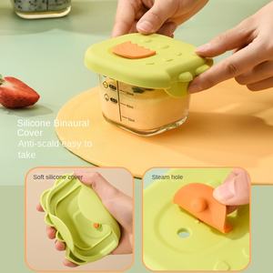 Dessin animé dinosaure conception bébé nourriture bol et tasse moule verre frais-conservation stockage cuisson outil supplémentaire bébé fournitures - Product Image 3