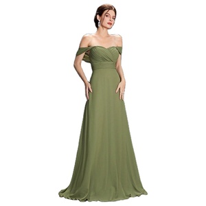 Robe de soirée élégante <span class=keywords><strong>vert</strong></span> <span class=keywords><strong>émeraude</strong></span> à épaules <span class=keywords><strong>d</strong></span>énudées, buste plissé, taille empire, en mousseline, pour occasions formelles et demoiselles <span class=keywords><strong>d</strong></span>'<span class=keywords><strong>honneur</strong></span> - Product Image 6