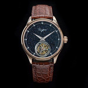 Montre mécanique à remontage manuel de luxe avec tourbillon véritable Seagull ST8230, cadran ciel étoilé en pierre bleue, livraison gratuite en stock, en vente - Product Image 5