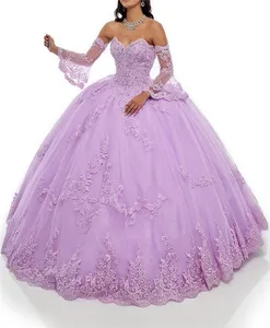 QD1564 Off The Shoulder Quinceanera Dresses 2022 Ball Gown Tulle Vestidos De Fiesta Fluffy Dresses Sweet Elegant Prom Dress