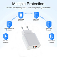 Chargeur mural certifié CE ROHS 20W 2-en-1 à double port USB-C QC3.0 3A PD à charge rapide pour iPhone 17/16/15/14/13/12