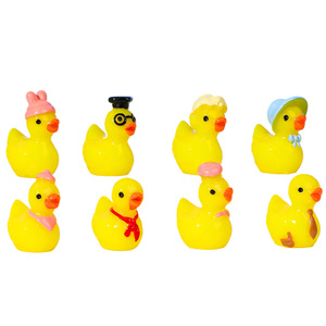 Cute 3D Yellow Duck Miniatures <b>Plastic</b> Resin Cartoon Animal Keychain Pendant Desktop Ornament Home Decoration - Product Image 1