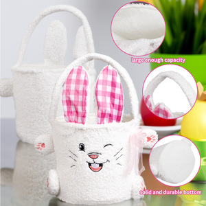 <b>Easter</b> Bunny Plush Basket Candy Egg Holder Soft Rabbit Gift <b>Bag</b> Spring Holiday Kids Treat Container Wholesale - Product Image 2