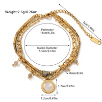 Pulsera de mujer de doble capa con cuentas de piedra natural, estilo bohemio, de acero inoxidable galvanizado, ideal para regalo.