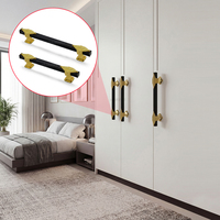 Poignée de tiroir HUAWEI noire en aluminium cannelé avec base en plastique décorée or pour armoire, placard et porte de cuisine