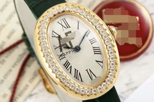 Montre à quartz haut de gamme pour femme, incrustée de pierres précieuses, cadran à aiguilles, boîtier en acier inoxydable, bracelet en cuir, édition limitée exclusive - Product Image 2