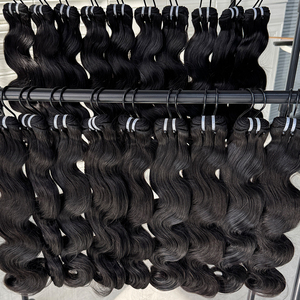 <b>Body</b> <b>Wave</b> Human Hair Weft Extensions Natural Black Soft Hair Double Weft Thick Full Hair Bundles For Salon And Wholesale - Product Image 2
