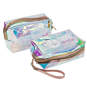 Wholesale Custom Shiny Cosmetics Makeup <strong>Bags</strong> Promotion Pvc Laser Holographic clear Travel Toiletry <strong>Bag</strong> <strong>rainbow</strong> <strong>Bag</strong> - Product Image 6