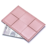 Exquisite hochwertige benutzer definierte echte Leder Herren und Damen weiche Schaffell Check gewebte Geldbörse Design Mode Luxus Karten halter