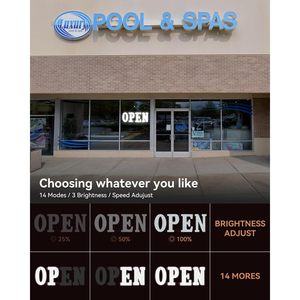 <b>LED</b> Open <b>Sign</b> 48x17 Inch Super Bright Dimmable With Remote Control For Storefront Window Retail Use - Product Image 3