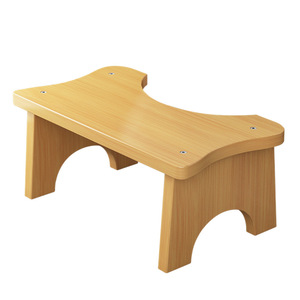Tabouret de toilette en bois massif, repose-pieds ergonomique pour personnes âgées et enfants, couleur bois marron, taille conventionnelle - Product Image 5