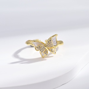 custom plata 925 sterling <b>Silver</b> butterfly gemstone <b>ring</b> fashion gold plated engagement <b>adjustable</b> star finger <b>rings</b> for woman - Product Image 1