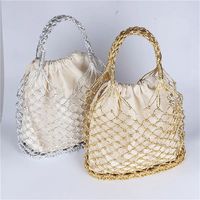 Bolsas de macramé con cordón de red hechas a mano, bolsos de cuerda personalizados, diseño de bolsa de compras de playa de verano para mujer
