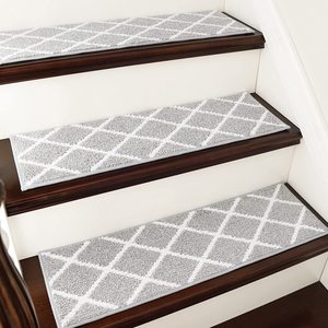 Marches d'<span class=keywords><strong>escalier</strong></span> en <span class=keywords><strong>tapis</strong></span> antidérapant modernes <span class=keywords><strong>pour</strong></span> l'intérieur, auto-adhésives, installation facile, adaptées aux animaux domestiques et aux enfants, antimicrobiennes - Product Image 1