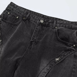 2026 New Arrival Men's Casual Oversized Baggy Style <b>Light</b> Wash Denim Straight Jeans <b>Trousers</b> Mid Loose Hole Winter Streetwear - Product Image 3