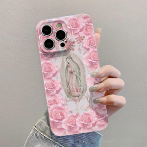 Coque de téléphone portable rigide en PC avec impression photo de fleurs roses pour iPhone 8 X Xr Xs 11 12 13 14 15 16 17 Pro Max - Product Image 4