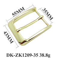 Boucle de ceinture de luxe dorée 35 mm en laiton brillant, en alliage de zinc robuste, à une seule broche, pour ceinture en cuir formelle pour homme, quincaillerie haut de gamme
