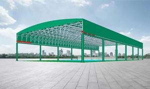 Grande auvent rétractable pour terrain de basketball, abri coulissant, auvent pour entrepôt logistique à rails suspendus - Structure métallique traitée naturellement - Product Image 2