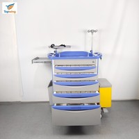 Chariot d'urgence médical professionnel moderne en ABS et aluminium, chariot de secours, mobilier hospitalier, chariot de gymnastique à 5 tiroirs pour USI