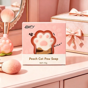 <span class=keywords><strong>Savon</strong></span> en barre en forme de patte de <span class=keywords><strong>chat</strong></span> mignon 75g à l'huile essentielle de pêche, écologique, fait main, anti-acariens, démaquillant et nettoyant pour enfants au quotidien - Product Image 3