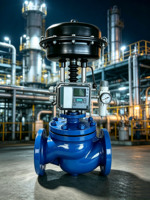 Katup Kontrol Pneumatik untuk Instalasi Pengolahan Air Katup Globe Berflens dengan Aktuator Pneumatik dan Positioner
