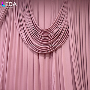 LEDA Tenda Decorativa Moderna Personalizzata a Tema Rosa con Drappeggio Frontale Incrociato in Spandex per Sfondi di Matrimoni ed Eventi - Product Image 4
