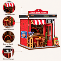 BOOK NOOK Puzzle 3D en bois DIY, kit de construction miniature de pizzeria, modèle de magasin, jouet artisanal, décoration de la maison, cadeau pour adultes