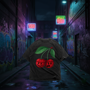 Camiseta con gráfico de cerezas, estilo Y2K gótico, streetwear de los 90, camisa unisex extragrande - Product Image 3