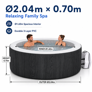 Vente en gros de spa gonflable rond 204x70cm, spa extérieur portable, bain à remous, <span class=keywords><strong>piscine</strong></span> de massage avec installation rapide - Product Image 3