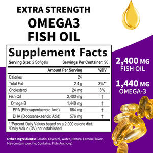 น้ำมันปลาโอเมก้า3ออร์แกนิกจากธรรมชาติ100% ปราศจากกลูเตนช่วยบำรุงสุขภาพหัวใจสมองสำหรับผู้ใหญ่ - Product Image 2