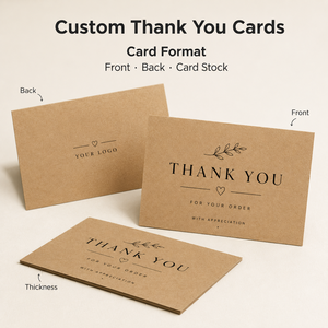 Kartu Ucapan Terima Kasih Custom Kraft Line Leaf, Kartu Datar Logo Teks Custom untuk <span class=keywords><strong>Paket</strong></span> Toko <span class=keywords><strong>Online</strong></span> - Product Image 2