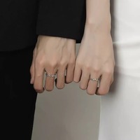 Bagues de couple en argent sterling S925 avec motif fleur et arbre en chêne et kapok pour homme et femme – Design unique et de niche