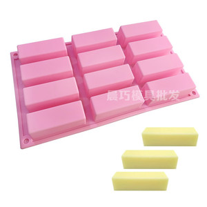 Silicone Rectangle <b>Mold</b> 12 Cavity Long Strip For Handmade Soap <b>Cake</b> <b>Molds</b> 29.5x17x3cm Dishwasher Safe - Product Image 1