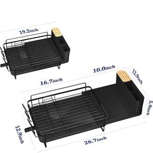 Égouttoir à vaisselle pliable double niveau moderne pour cuisine, extensible, en métal, grande taille, étagère de rangement multifonctionnelle, vente en gros - Product Image 6